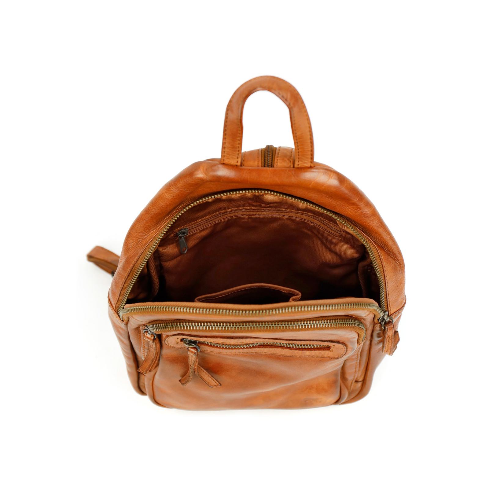 Bear Design Joy Rugzak CL 36413 | Leren rugzak cognac open