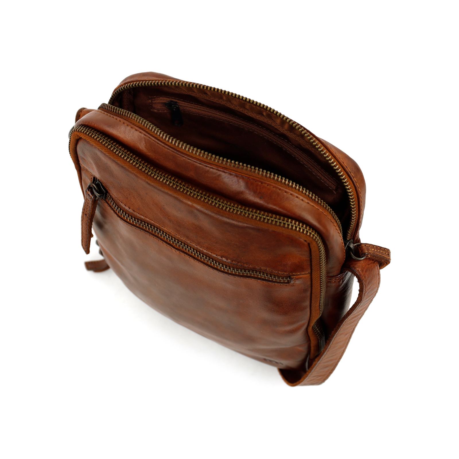 Bear Luz Cow-Lavato leren schoudertasje unisex | CL36457 cognac open