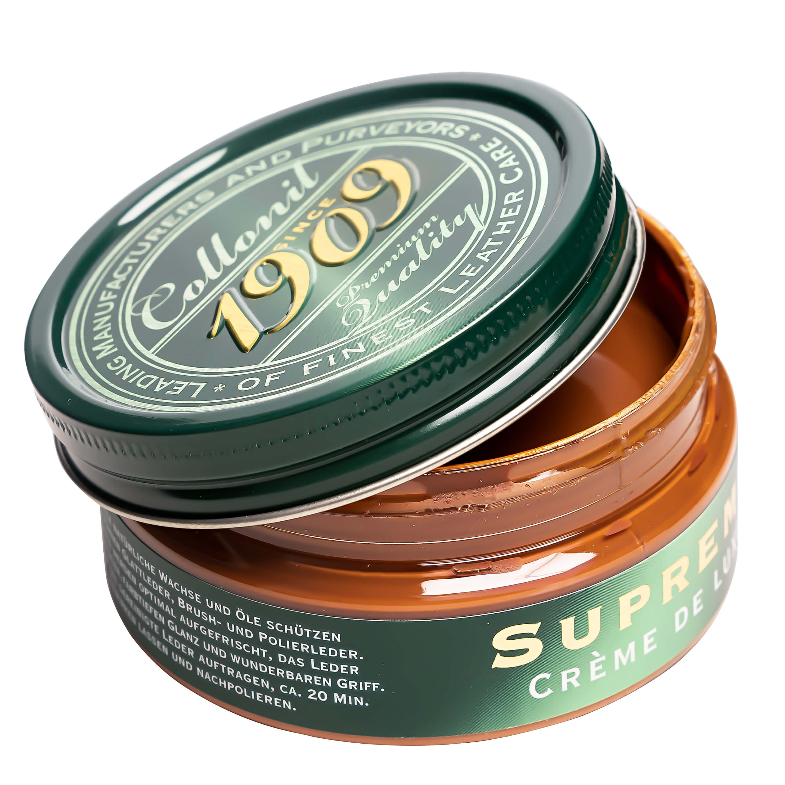 Collonil 1909 Crème de Luxe zwart 100 ml | Schoencrème glad leer lichtbruin detail