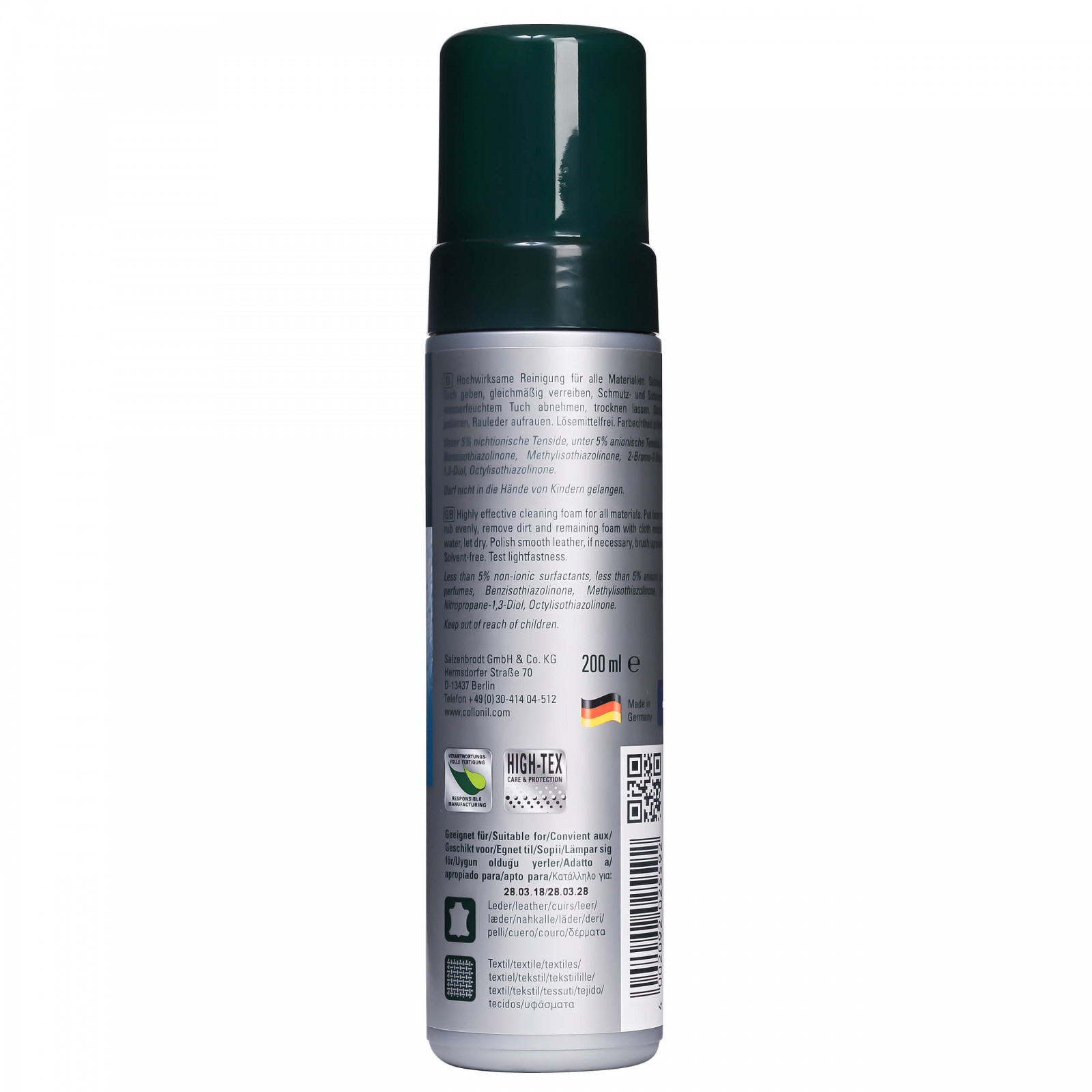 Collonil Clean & Care Pomp 200 ml | Reinigt bijna alles achterkant