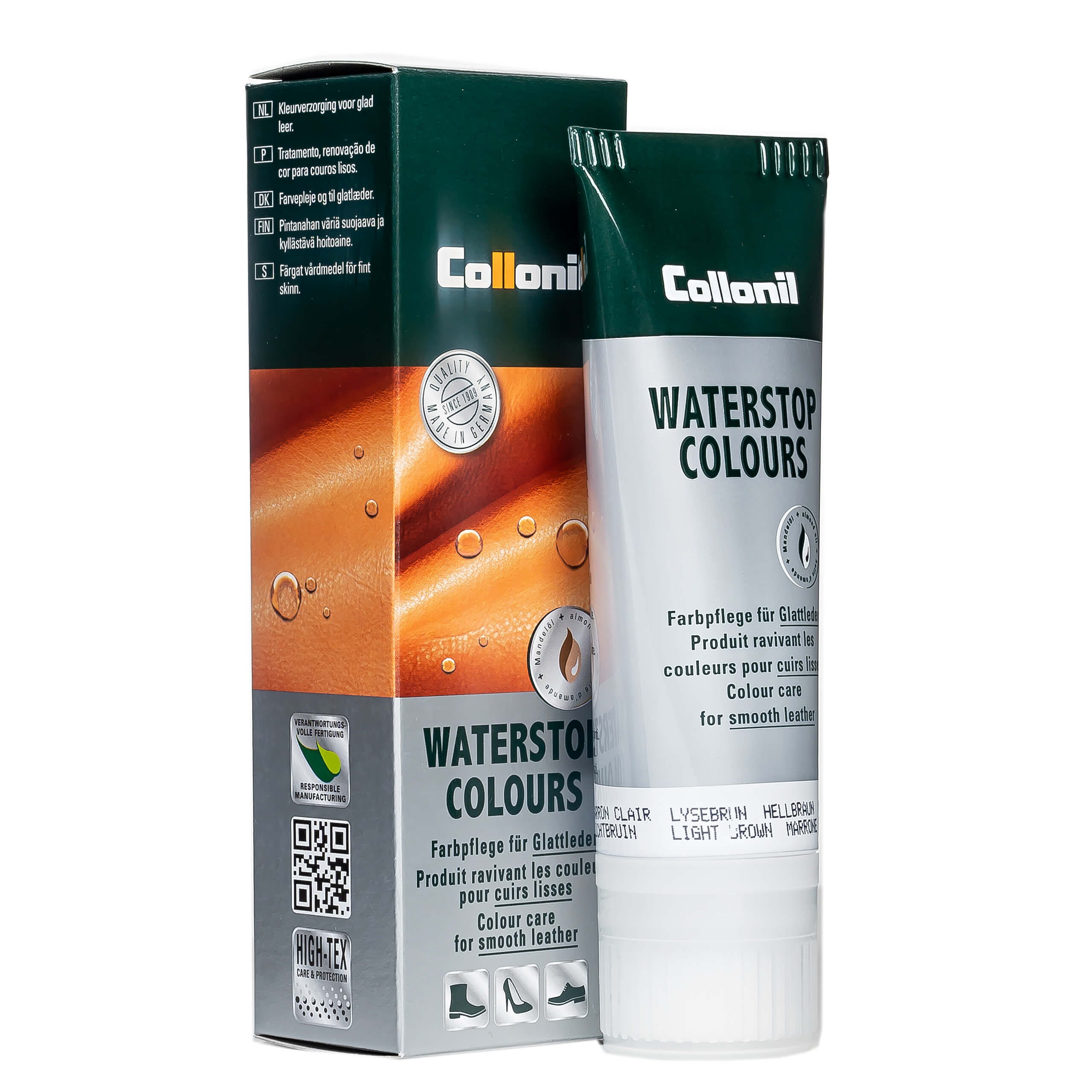Collonil Waterstop Colours | Impregneer wax voor glad leer lichtbruin verpakking