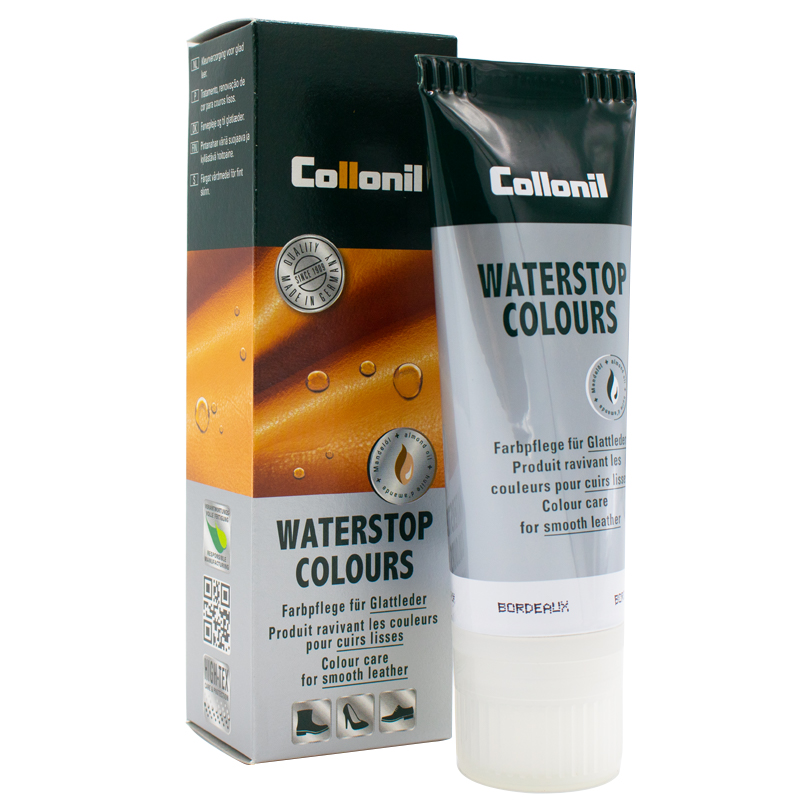 Collonil Waterstop Colours | Impregneer wax voor glad leer bordeaux verpakking
