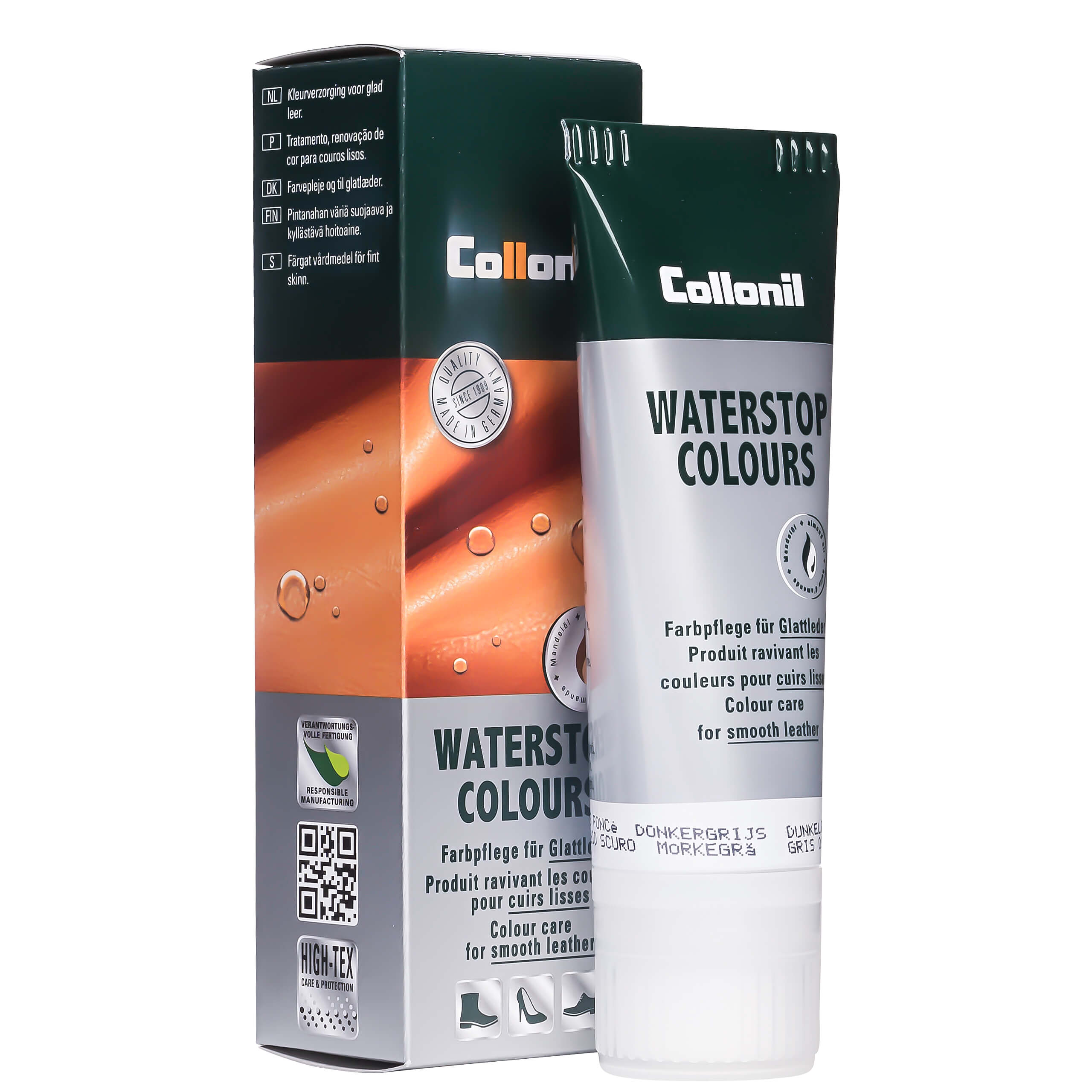 Collonil Waterstop Colours | Impregneer wax voor glad leer donkergrijs verpakking