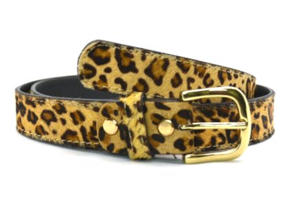 Timbelt Take It leren riem 3 cm | Koeienhuid vacht 30495 Panter nikkelvrij gesp