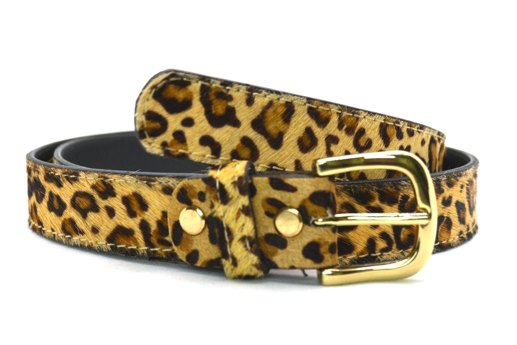 Timbelt Take It leren riem 3 cm | Koeienhuid vacht 30495 Panter nikkelvrij gesp