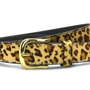 Timbelt Take It leren riem 3 cm | Koeienhuid vacht 30495 Panter nikkelvrij voorkant