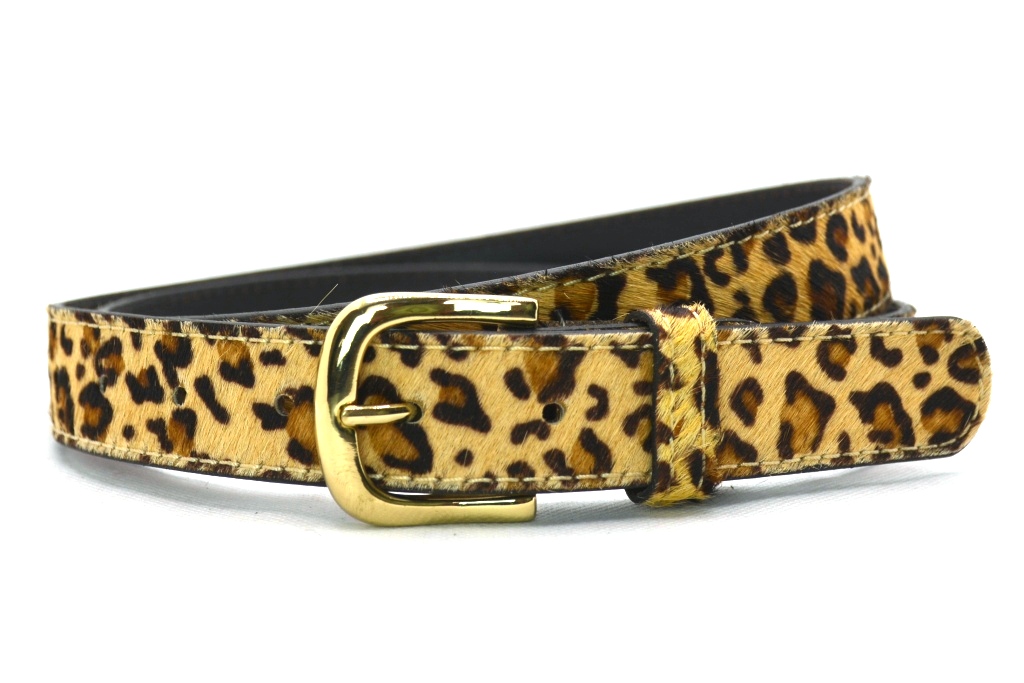 Timbelt Take It leren riem 3 cm | Koeienhuid vacht 30495 Panter nikkelvrij voorkant