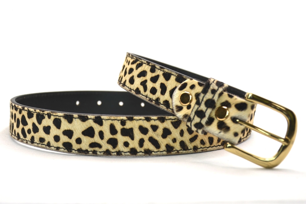 Timbelt Take It leren riem 3 cm | Koeienhuid vacht 30496 Cheeta nikkelvrij detail