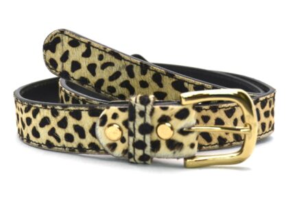 Timbelt Take It leren riem 3 cm | Koeienhuid vacht 30496 Cheeta nikkelvrij gesp