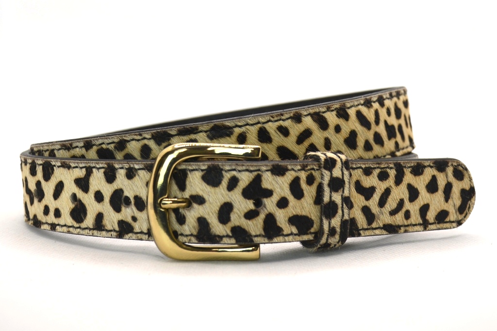 Timbelt Take It leren riem 3 cm | Koeienhuid vacht 30496 Cheeta nikkelvrij voorkant