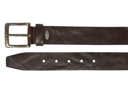 Timbelt Vegas leren riem 4,5 cm | Italiaans volnerfleer 418 - Bruin nikkelvrij detail