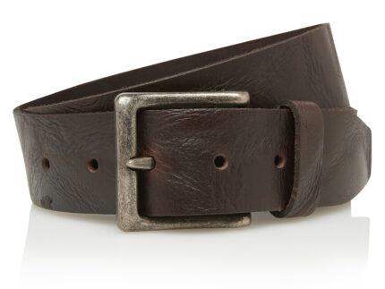 Timbelt Vegas leren riem 4,5 cm | Italiaans volnerfleer 418 - Bruin nikkelvrij voorkant