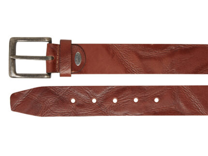 Timbelt Vegas leren riem 4,5 cm | Italiaans volnerfleer 418 - Cognac nikkelvrij detail