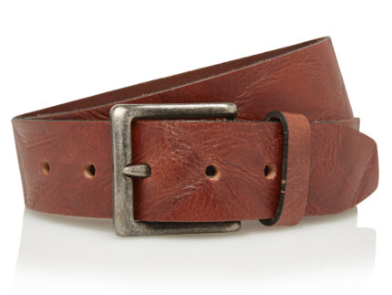 Timbelt Vegas leren riem 4,5 cm | Italiaans volnerfleer 418 - Cognac nikkelvrij voorkant