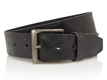 Timbelt Vegas leren riem 4,5 cm | Italiaans volnerfleer 418 - Zwart nikkelvrij voorkant