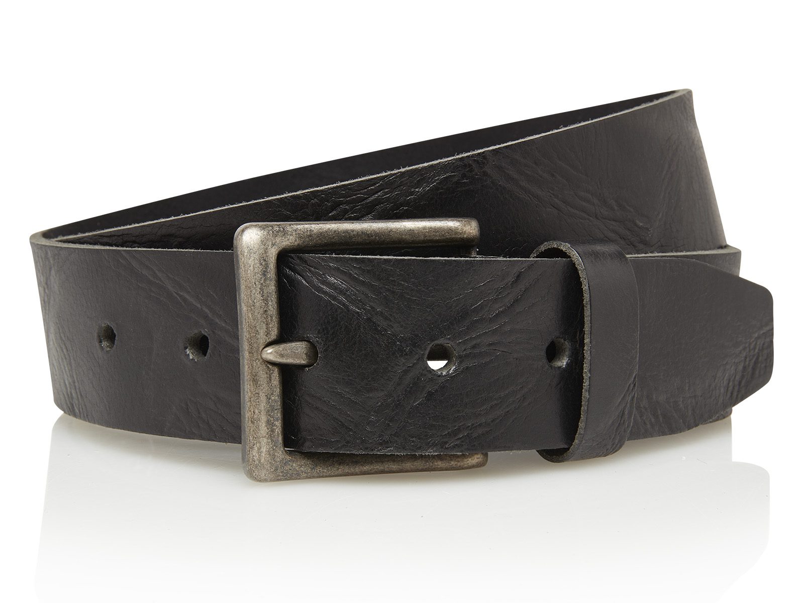 Timbelt Vegas leren riem 4,5 cm | Italiaans volnerfleer 418 - Zwart nikkelvrij voorkant