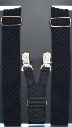 Timbelt bretels met clips - Zwart elastisch achterkant