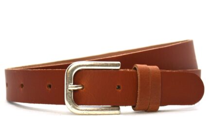 Timbelt dames leren riem 3 cm | Volnerfleer 30203 - Cognac nikkelvrij voorkant