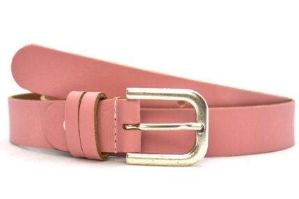 Timbelt dames leren riem 3 cm | Volnerfleer 30203 - Oud roze nikkelvrij detail