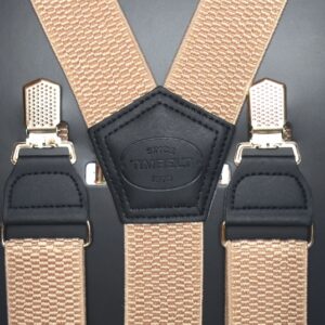 Timbelt bretels met clips | Verstelbaar 120 cm beige voorkant