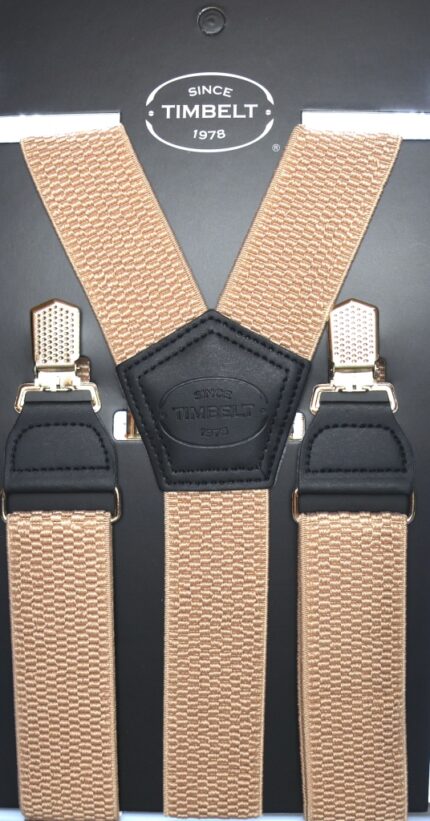 Timbelt bretels met clips | Verstelbaar 120 cm beige voorkant