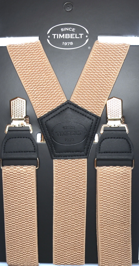 Timbelt bretels met clips | Verstelbaar 120 cm beige voorkant