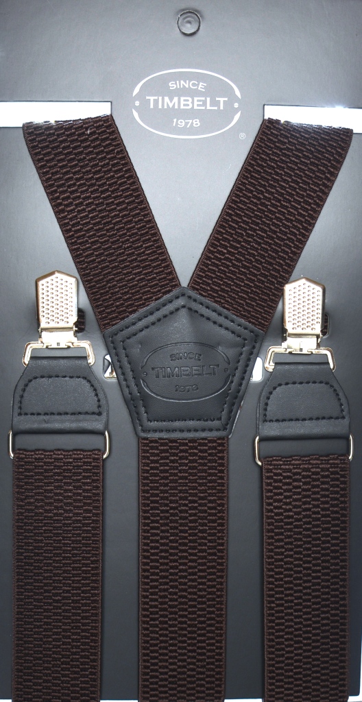 Timbelt bretels met clips | Verstelbaar 120 cm bruin vooraanzicht