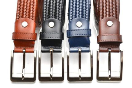 Timbelt elastische leren riem | Comfortabele pasvorm ccv80093 - Cognac detail