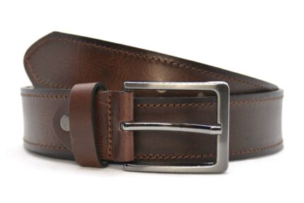 Timbelt heren jeansriem 4 cm | Volnerfleer 040/22 - Bruin nikkelvrije gesp gesp