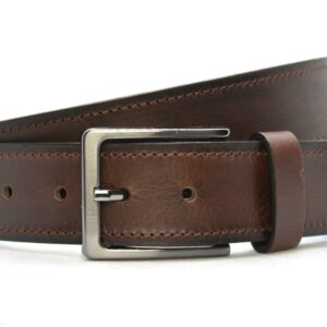 Timbelt heren jeansriem 4 cm | Volnerfleer 040/22 - Bruin nikkelvrije gesp voorkant