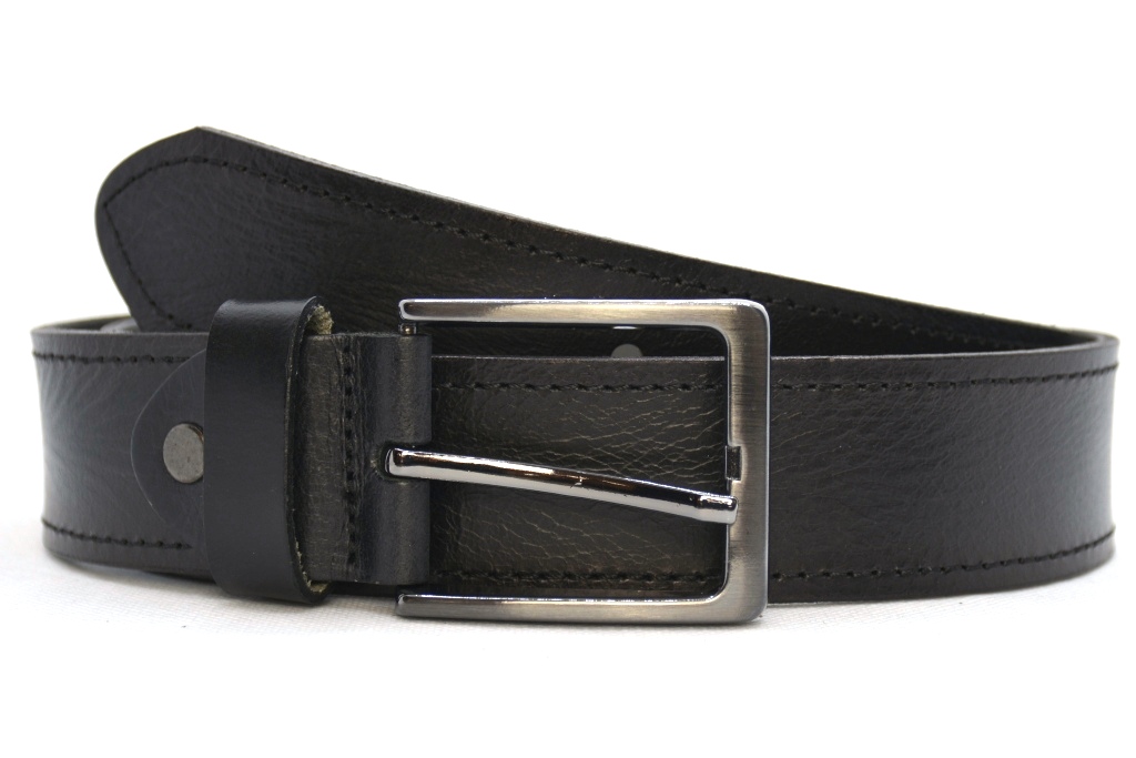 Timbelt heren jeansriem 4 cm | Volnerfleer 040/22 - Zwart nikkelvrije gesp detail