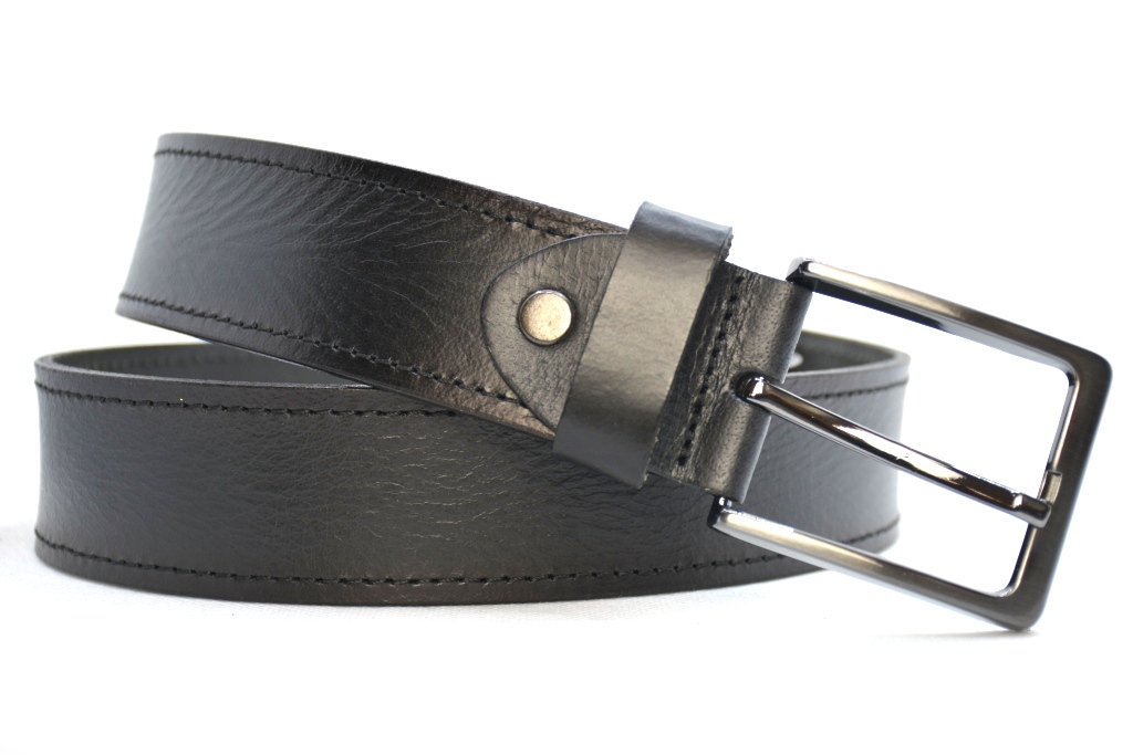 Timbelt heren jeansriem 4 cm | Volnerfleer 040/22 - Zwart nikkelvrije gesp gesp