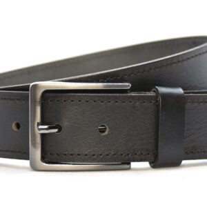 Timbelt heren jeansriem 4 cm | Volnerfleer 040/22 - Zwart nikkelvrije gesp voorkant