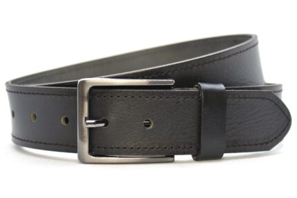 Timbelt heren jeansriem 4 cm | Volnerfleer 040/22 - Zwart nikkelvrije gesp voorkant