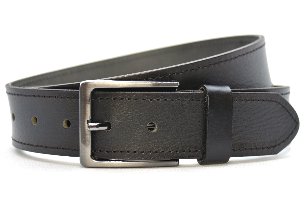 Timbelt heren jeansriem 4 cm | Volnerfleer 040/22 - Zwart nikkelvrije gesp voorkant