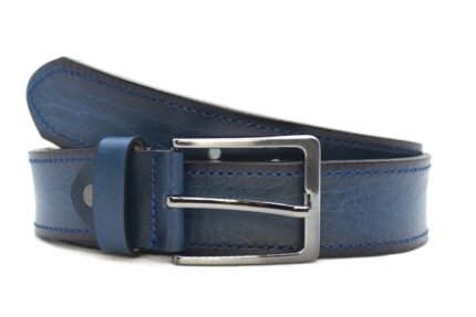 Timbelt heren jeansriem 4 cm | Volnerfleer - Blauw nikkelvrije gesp detail