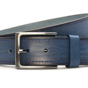 Timbelt heren jeansriem 4 cm | Volnerfleer - Blauw nikkelvrije gesp gesp