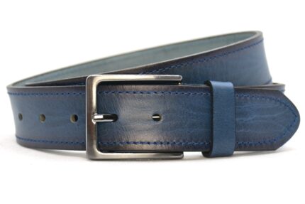 Timbelt heren jeansriem 4 cm | Volnerfleer - Blauw nikkelvrije gesp gesp