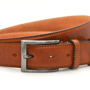 Timbelt heren pantalonriem 3,5 cm | Volnerfleer 35577 - Cognac nikkelvrij voorkant