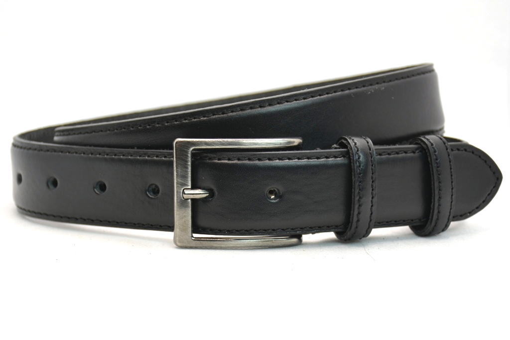 Timbelt heren pantalonriem 3,5 cm | Volnerfleer 35577 - Zwart nikkelvrij voorkant