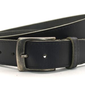 Timbelt leren herenriem 4 cm | Italiaans volnerfleer 622 - Zwart nikkelvrije gesp voorkant
