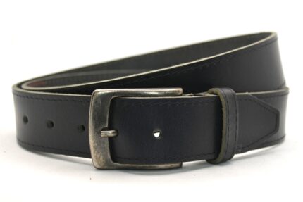 Timbelt leren herenriem 4 cm | Italiaans volnerfleer 622 - Zwart nikkelvrije gesp voorkant