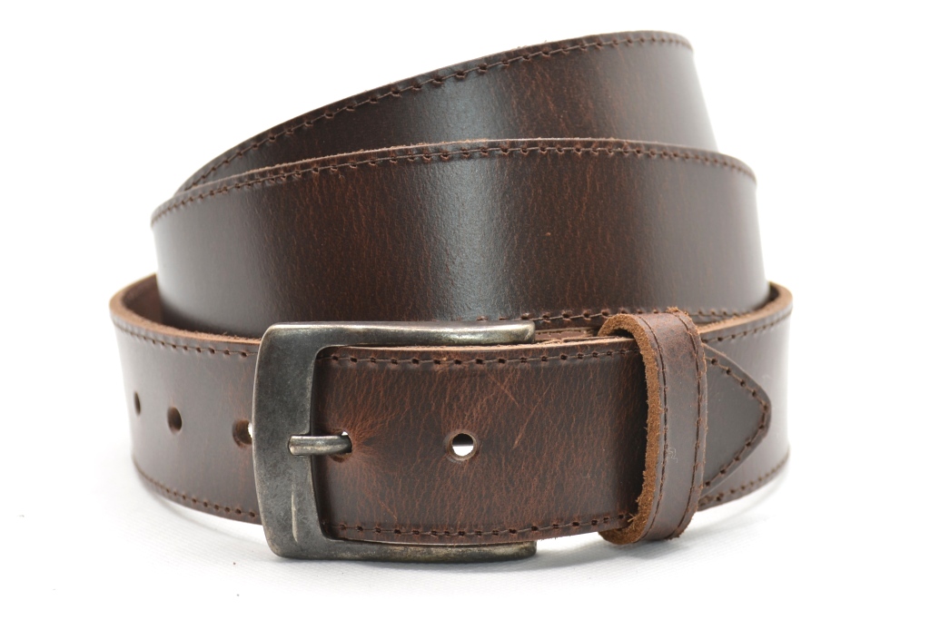 Timbelt leren herenriem XXXL 160 cm | Italiaans volnerfleer 40622 - Bruin nikkelvrij voorkant