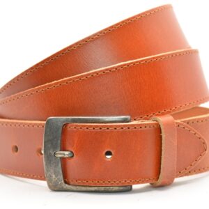 Timbelt leren herenriem XXXL 160 cm | Italiaans volnerfleer 40622 - Cognac nikkelvrij voorkant