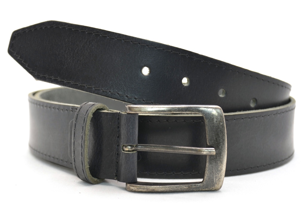 Timbelt leren herenriem XXXL 160 cm | Italiaans volnerfleer 40622 - Zwart nikkelvrij detail