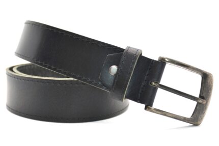 Timbelt leren herenriem XXXL 160 cm | Italiaans volnerfleer 40622 - Zwart nikkelvrij gesp