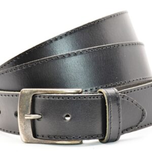 Timbelt leren herenriem XXXL 160 cm | Italiaans volnerfleer 40622 - Zwart nikkelvrij voorkant