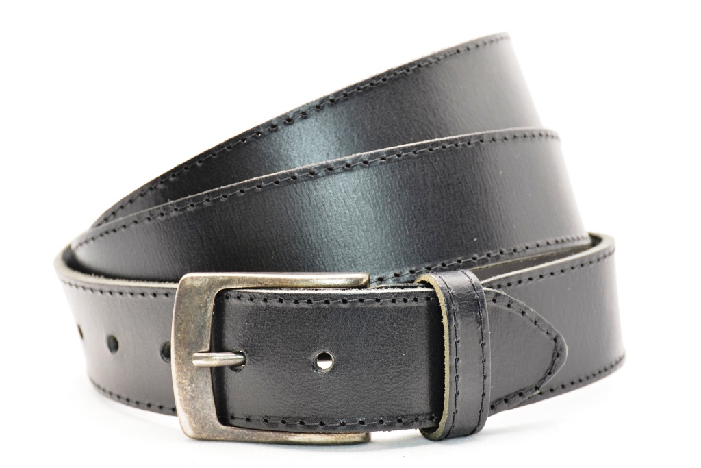Timbelt leren herenriem XXXL 160 cm | Italiaans volnerfleer 40622 - Zwart nikkelvrij voorkant
