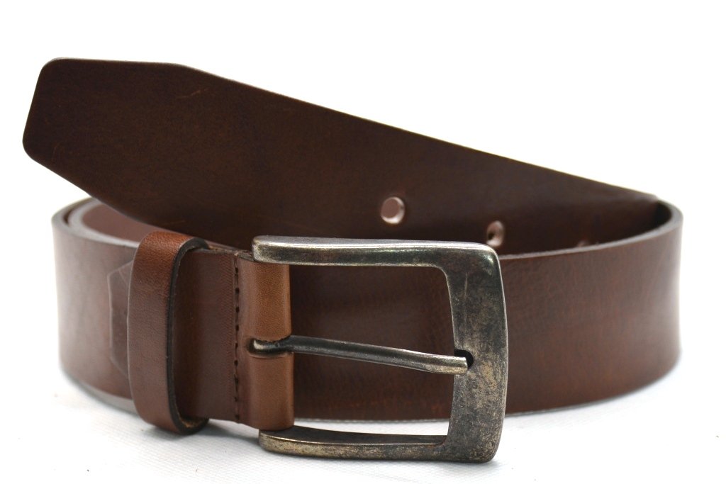 Timbelt volnerf leren riem | Italiaans leer 627 - Bruin nikkelvrij detail