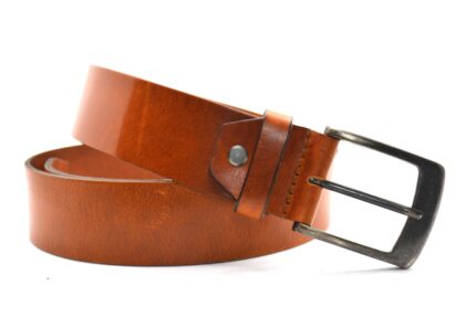 Timbelt volnerf leren riem | Italiaans leer 627 - Cognac nikkelvrij gesp